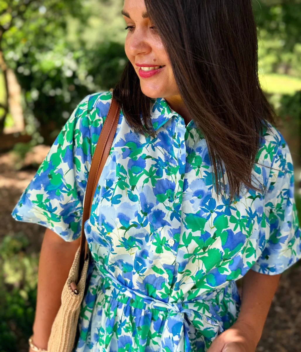 Green Floral Midi Shirt Dress - Image 4