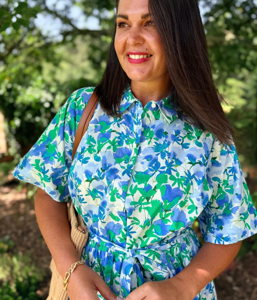 Green Floral Midi Shirt Dress - Image 5