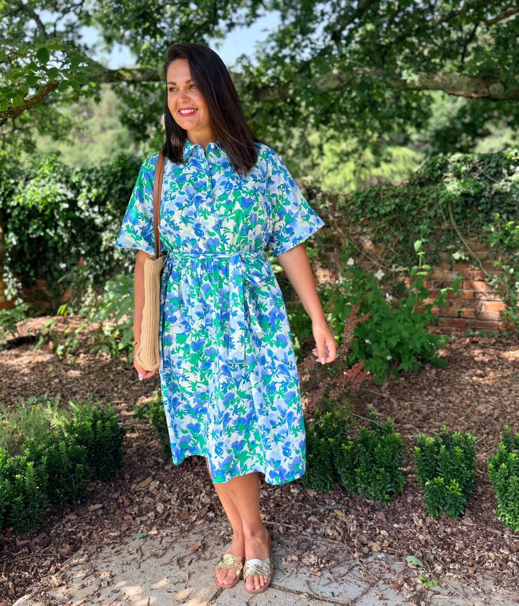 Green Floral Midi Shirt Dress - Image 6