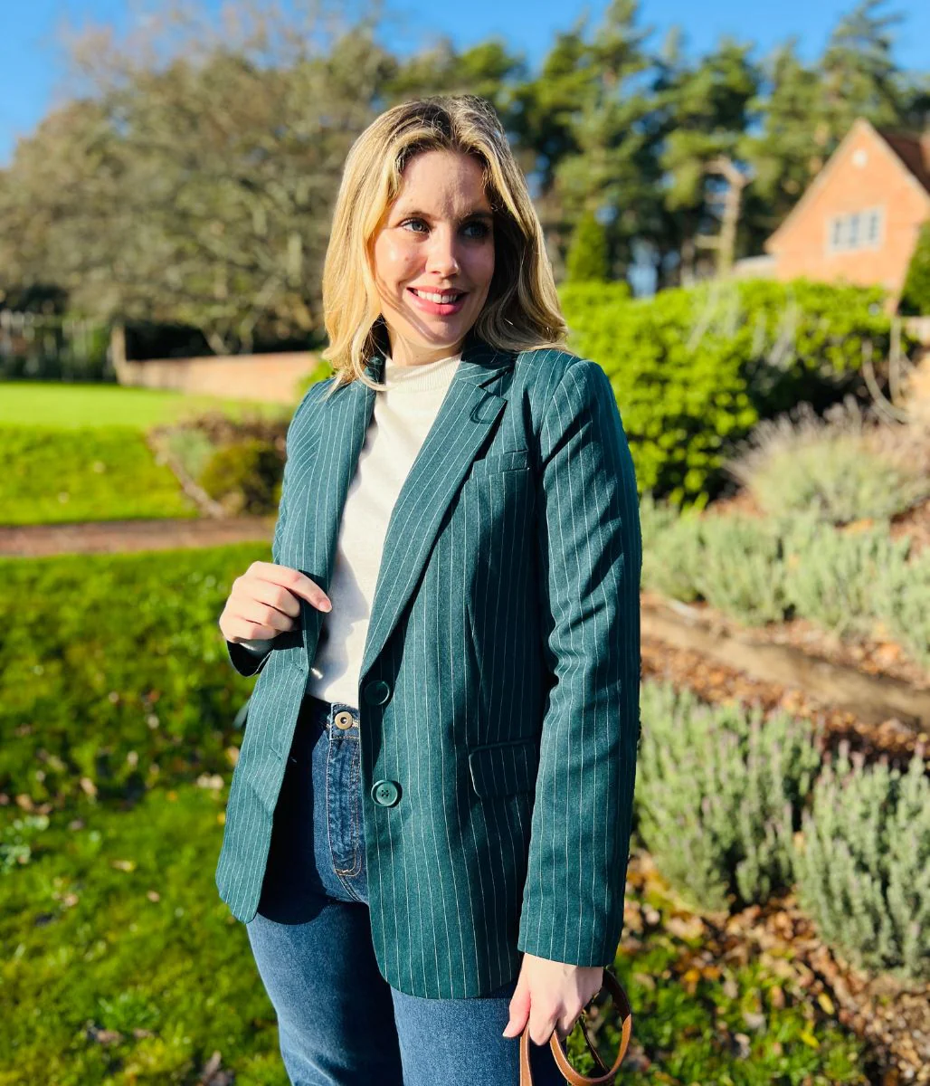 Green Pinstripe Blazer - Image 11