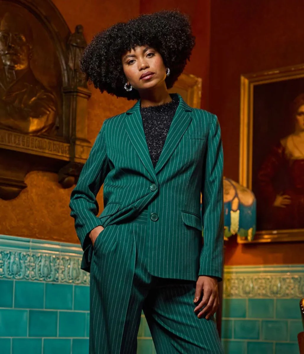 Green Pinstripe Blazer - Image 4