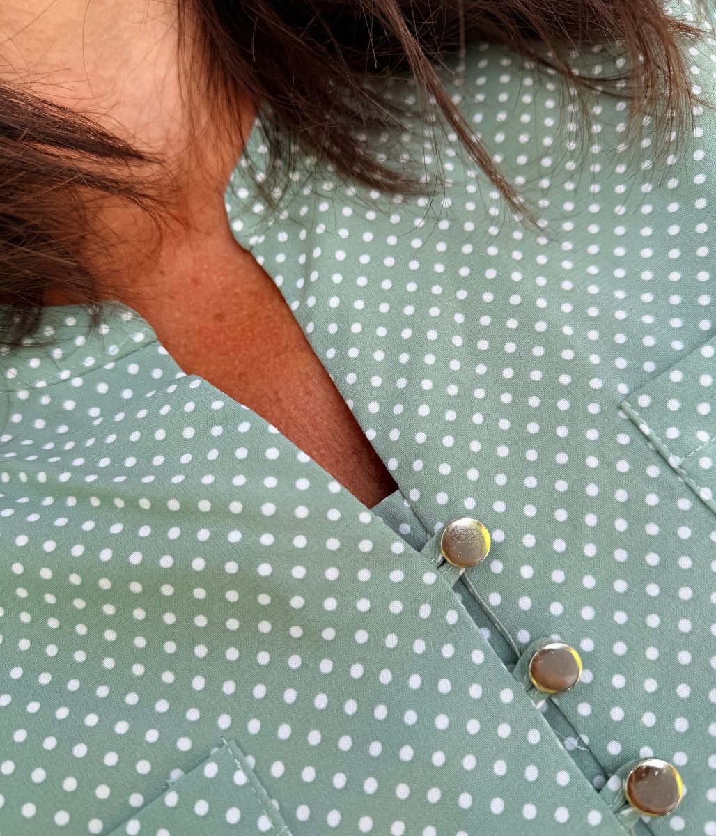 Green Polka Dot Popover Blouse - Image 4