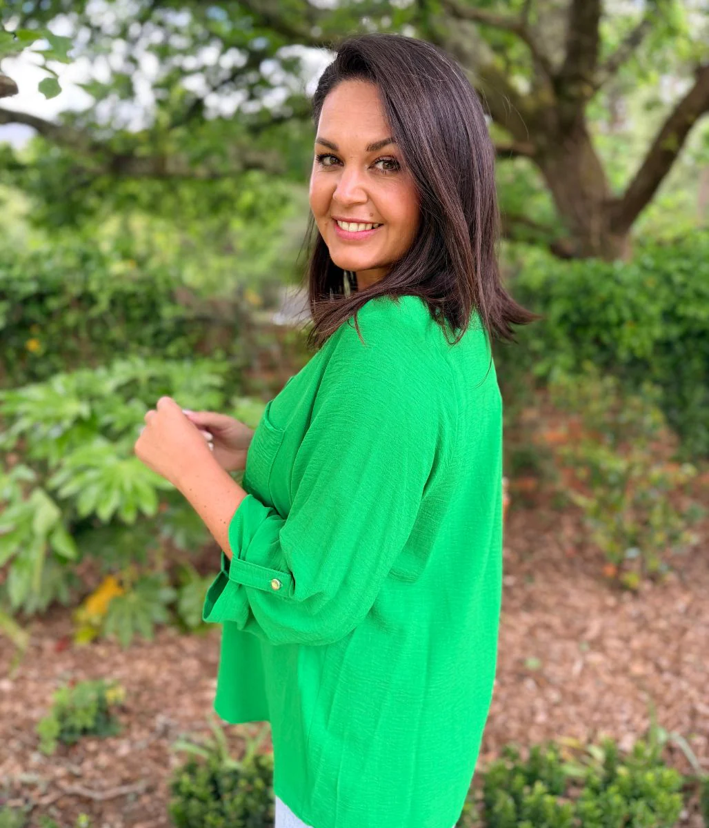 Green Popover Tunic Blouse - Image 2