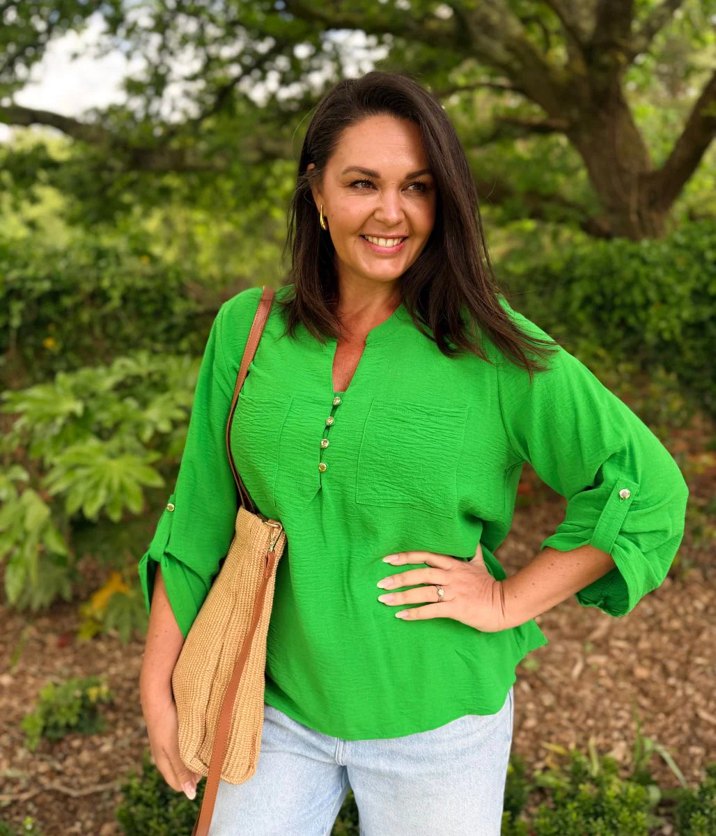 Green Popover Tunic Blouse - Image 3