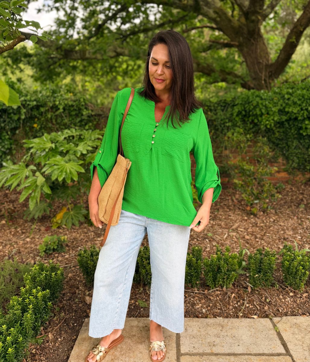 Green Popover Tunic Blouse - Image 5