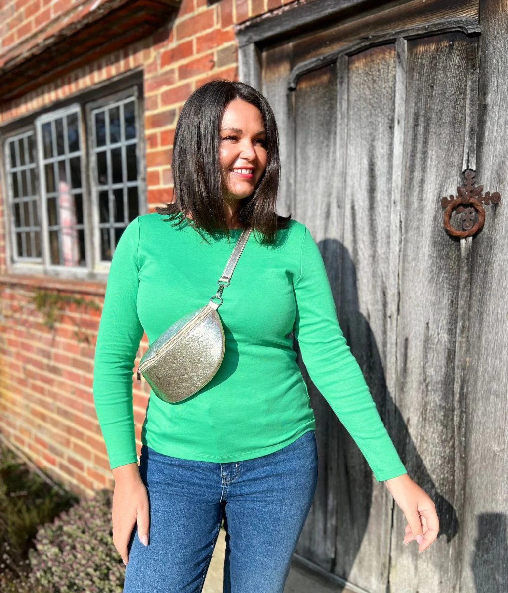 Green Regular Long Sleeve Crew Neck Top - Image 4