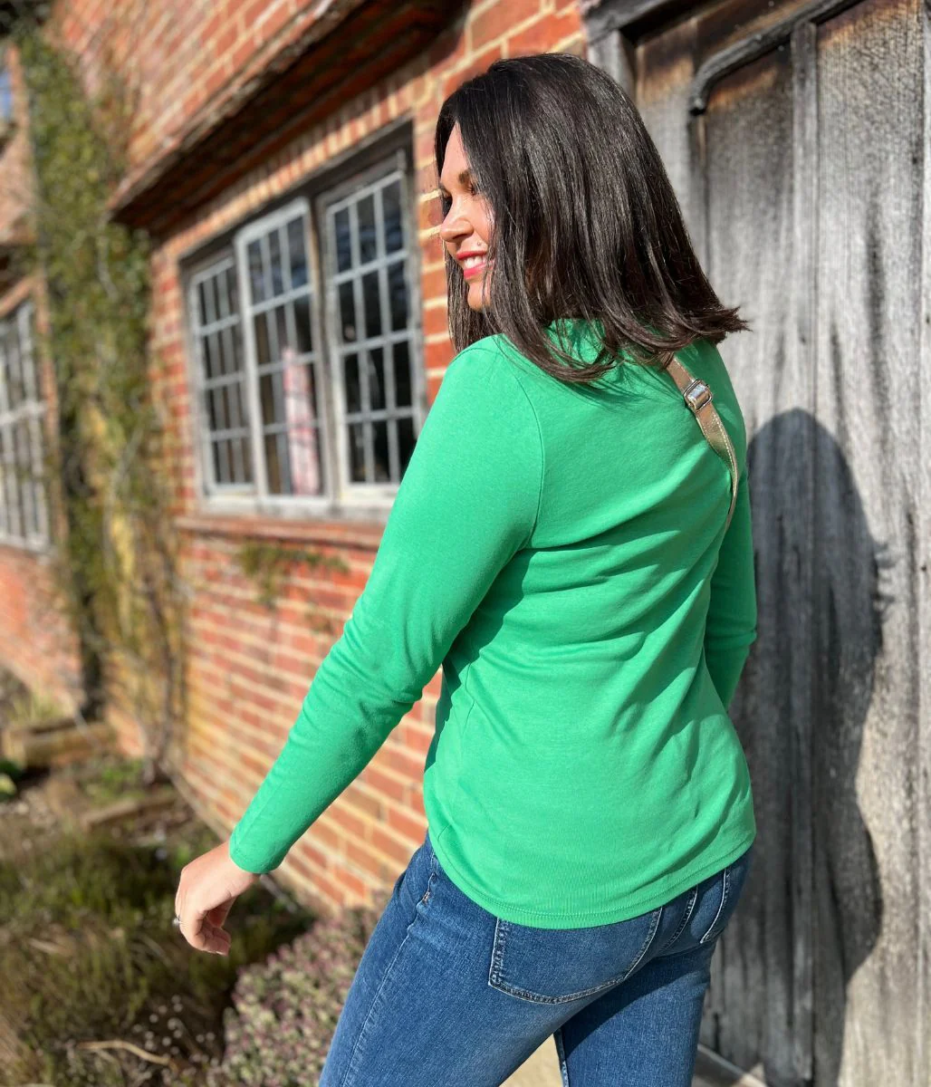 Green Regular Long Sleeve Crew Neck Top - Image 6