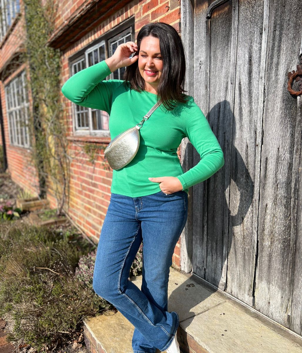 Green Regular Long Sleeve Crew Neck Top - Image 7