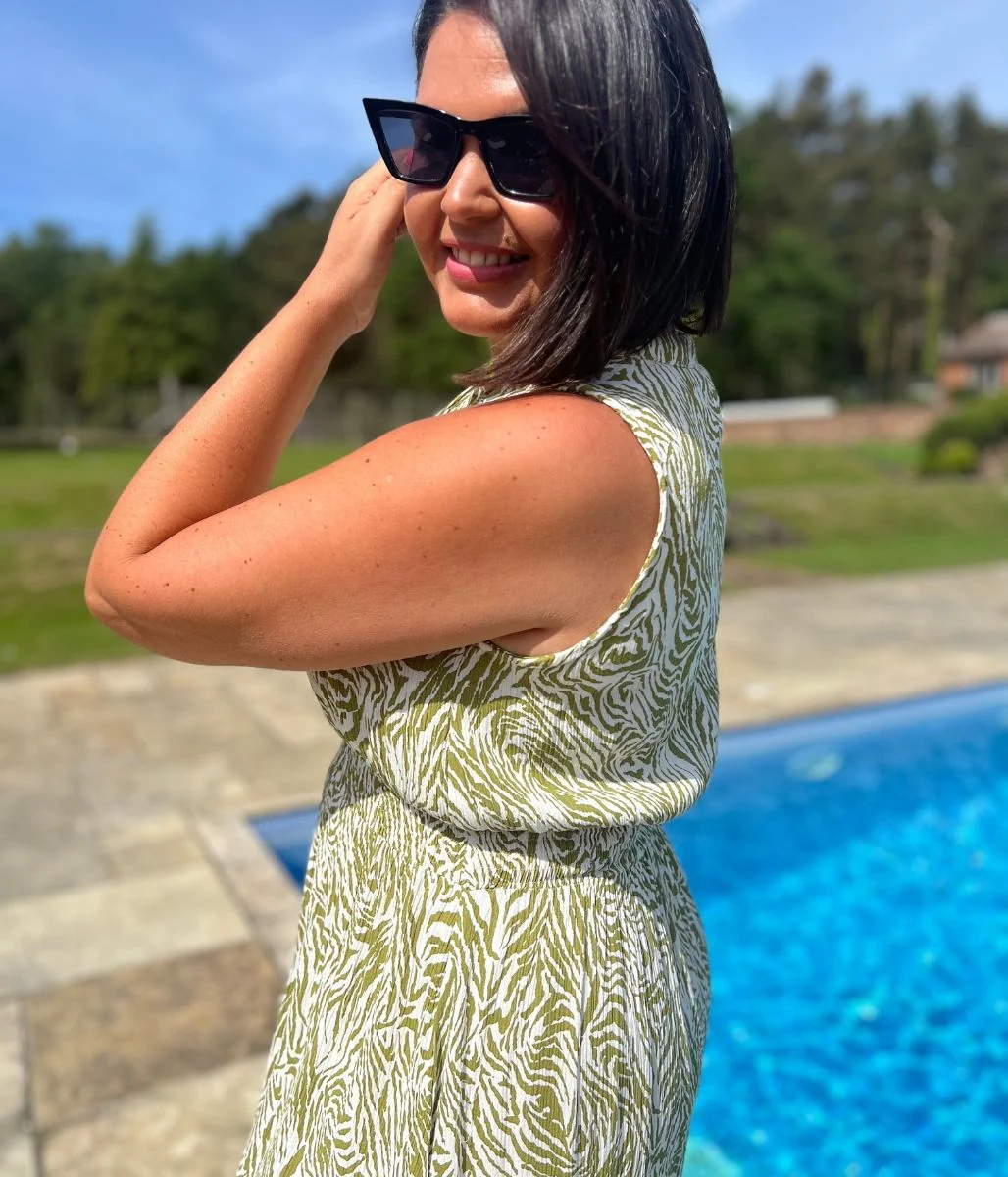 Green Santorini Shirred Waist Midi Dress - Image 6