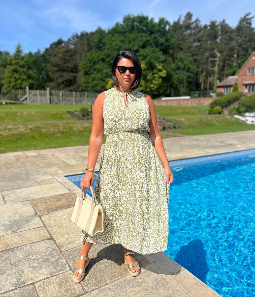 Green Santorini Shirred Waist Midi Dress - Image 8