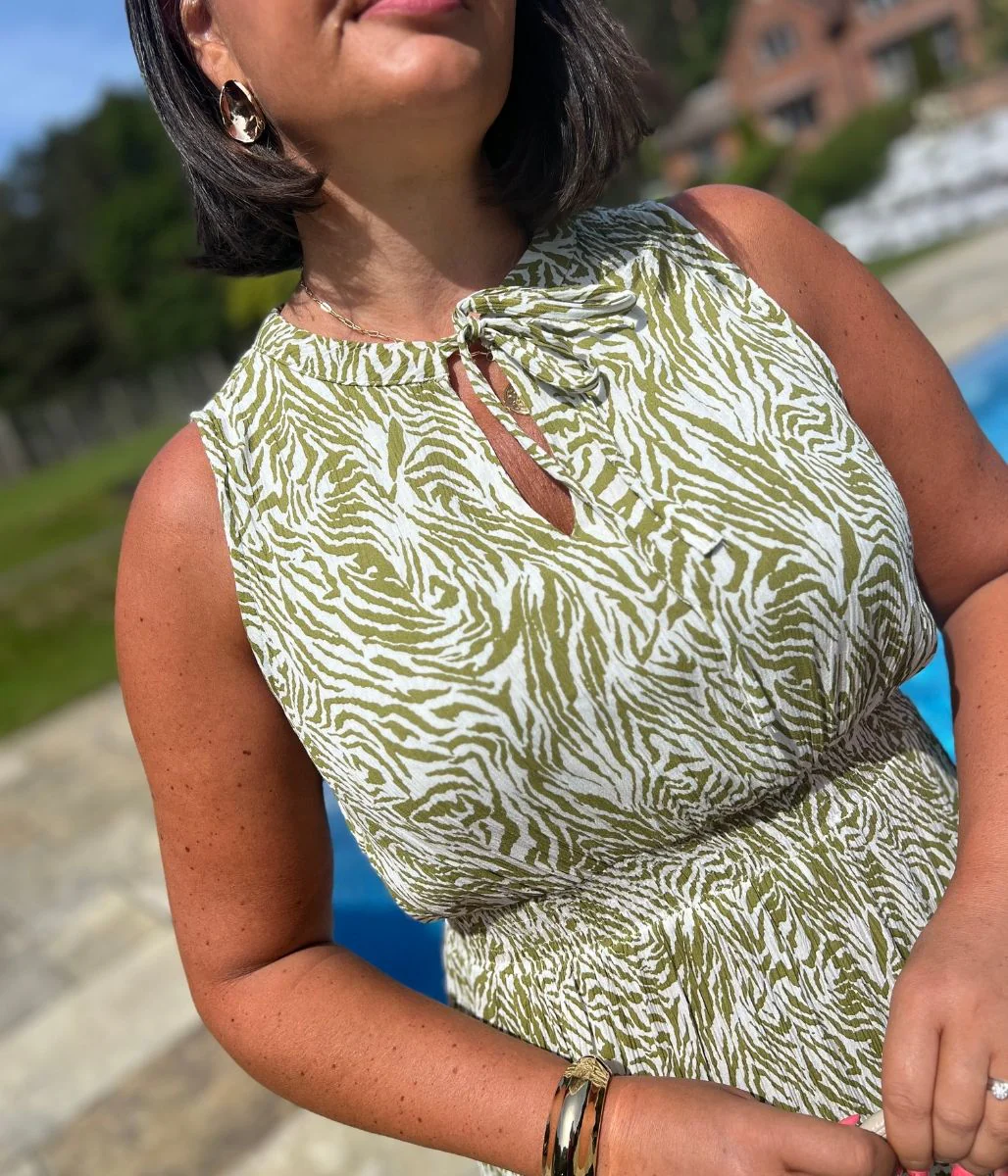 Green Santorini Shirred Waist Midi Dress - Image 9