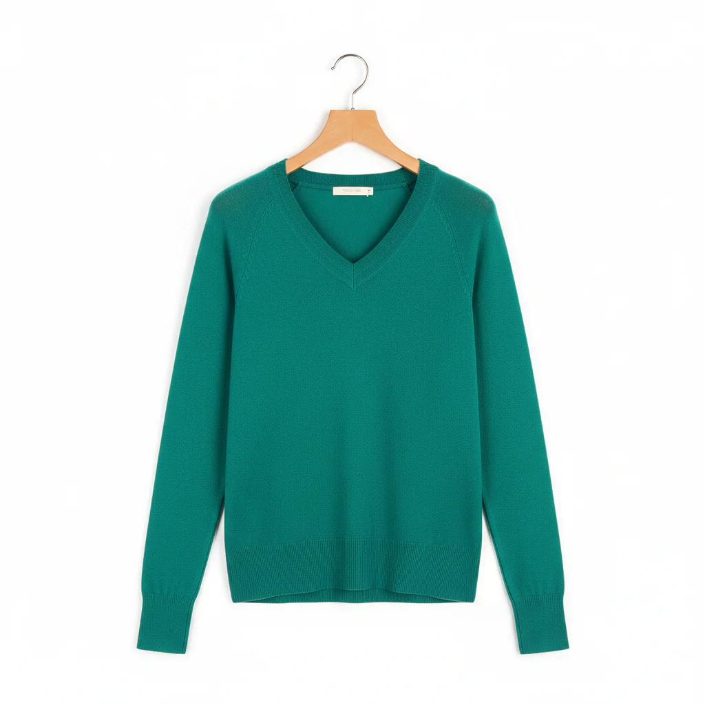 Green Soft V Neck Jumper - Image 2