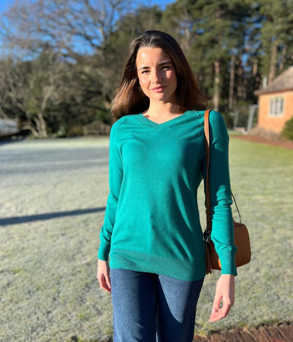 Green Soft V Neck Jumper - Image 8