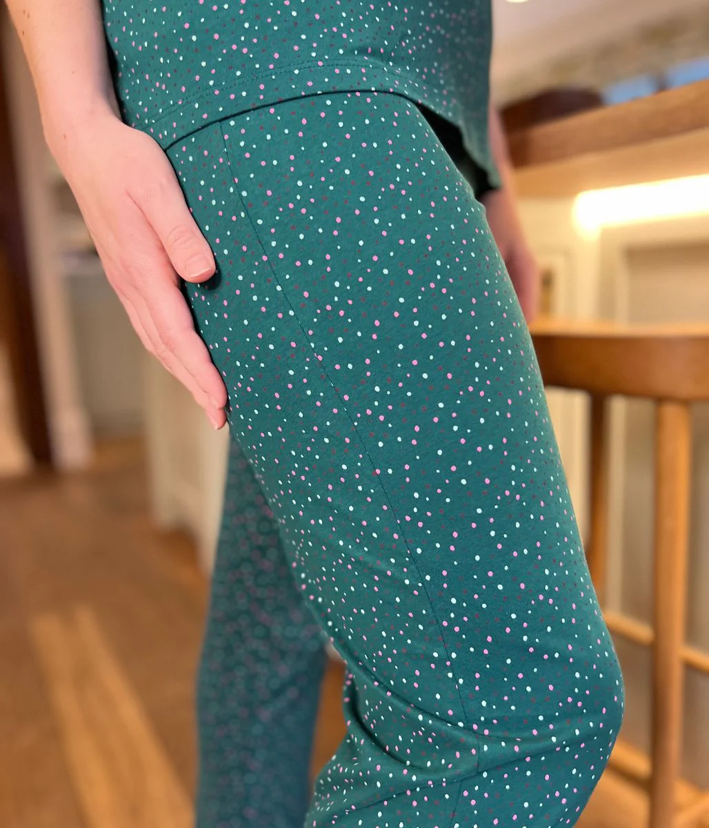 Green Speckled Cotton Printed Pyjama Set - Image 2