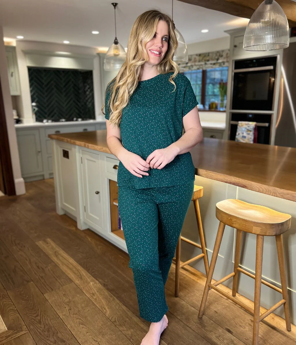 Green Speckled Cotton Printed Pyjama Set - Image 6