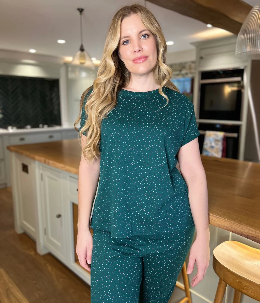 Green Speckled Cotton Printed Pyjama Set - Image 8