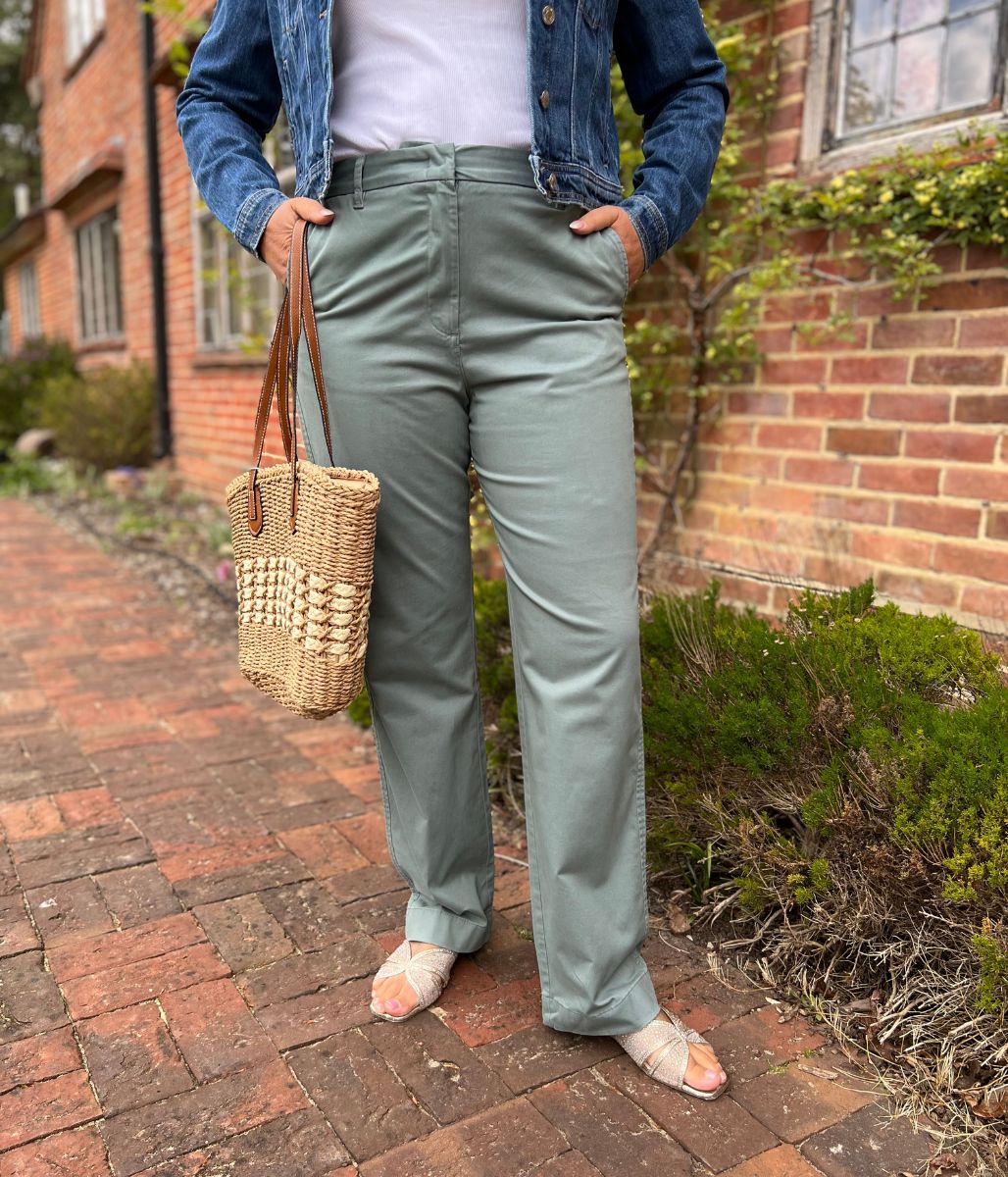 Green Straight Leg Chino Trousers - Image 5
