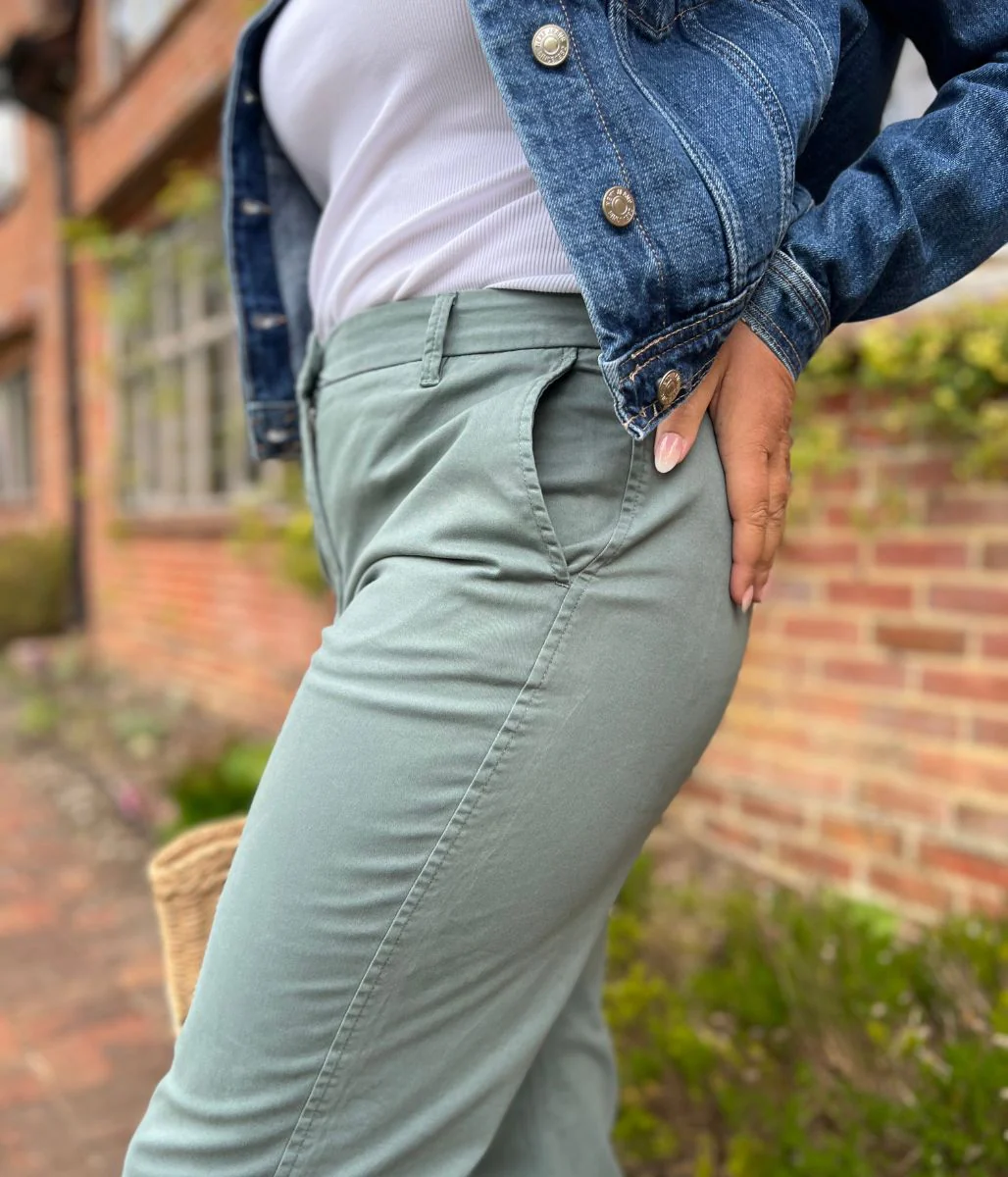 Green Straight Leg Chino Trousers - Image 6