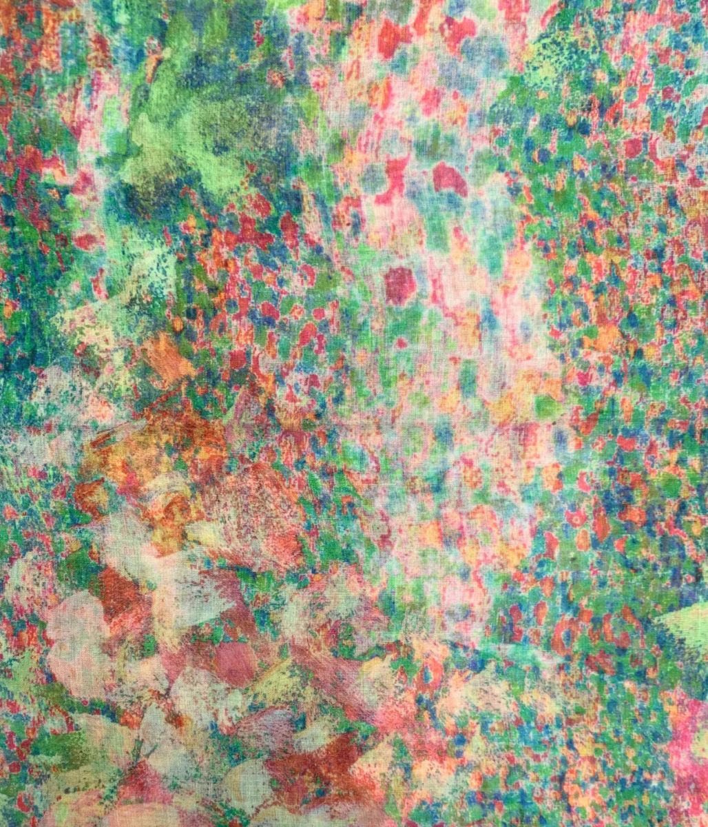 Green Watercolour Print Cotton Blend Scarf - Image 4