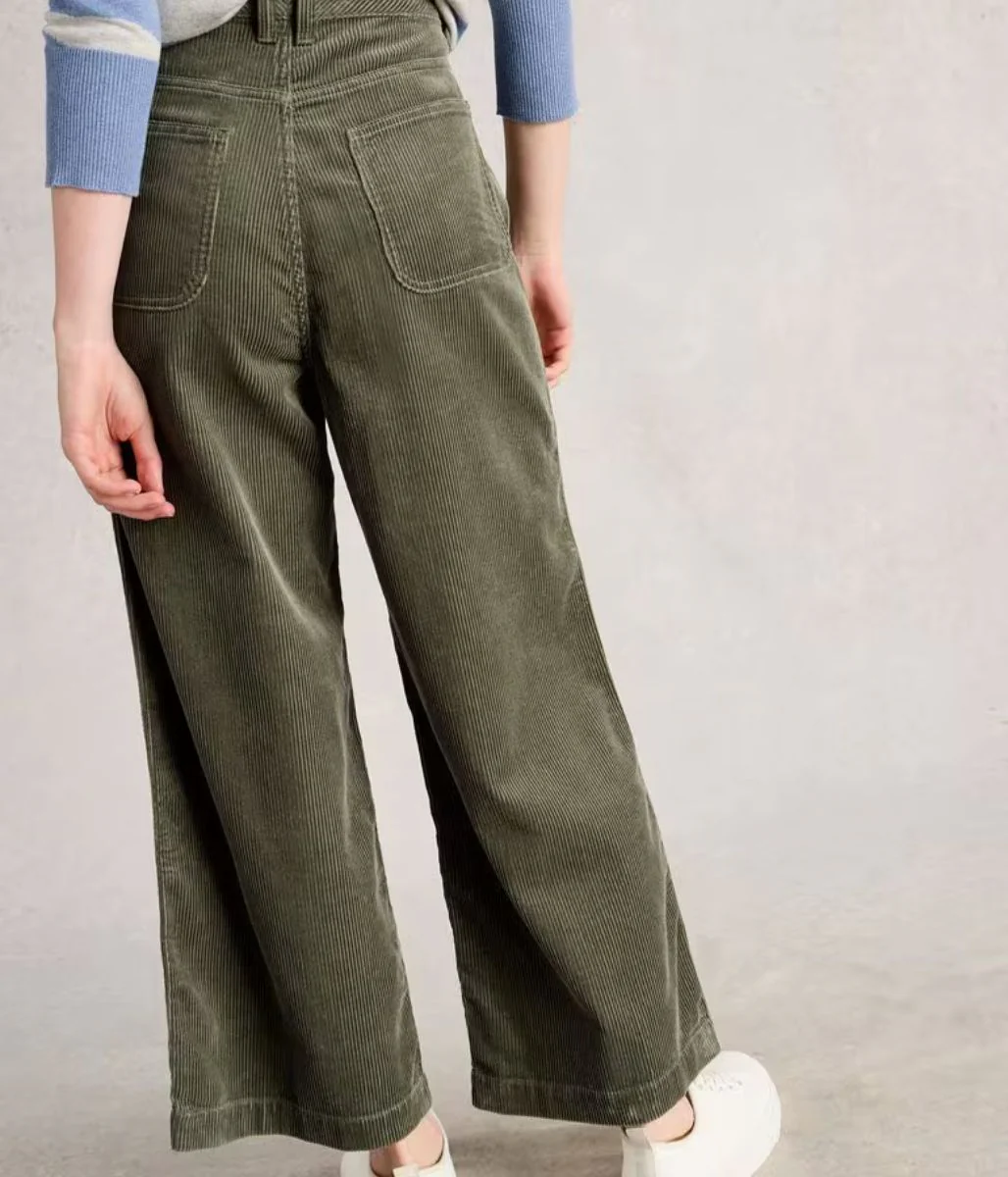 Green Tia Cord Wide Leg Crop Trousers - Image 2