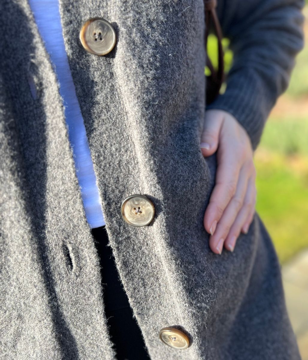 Grey Longline Button Cardigan - Image 5