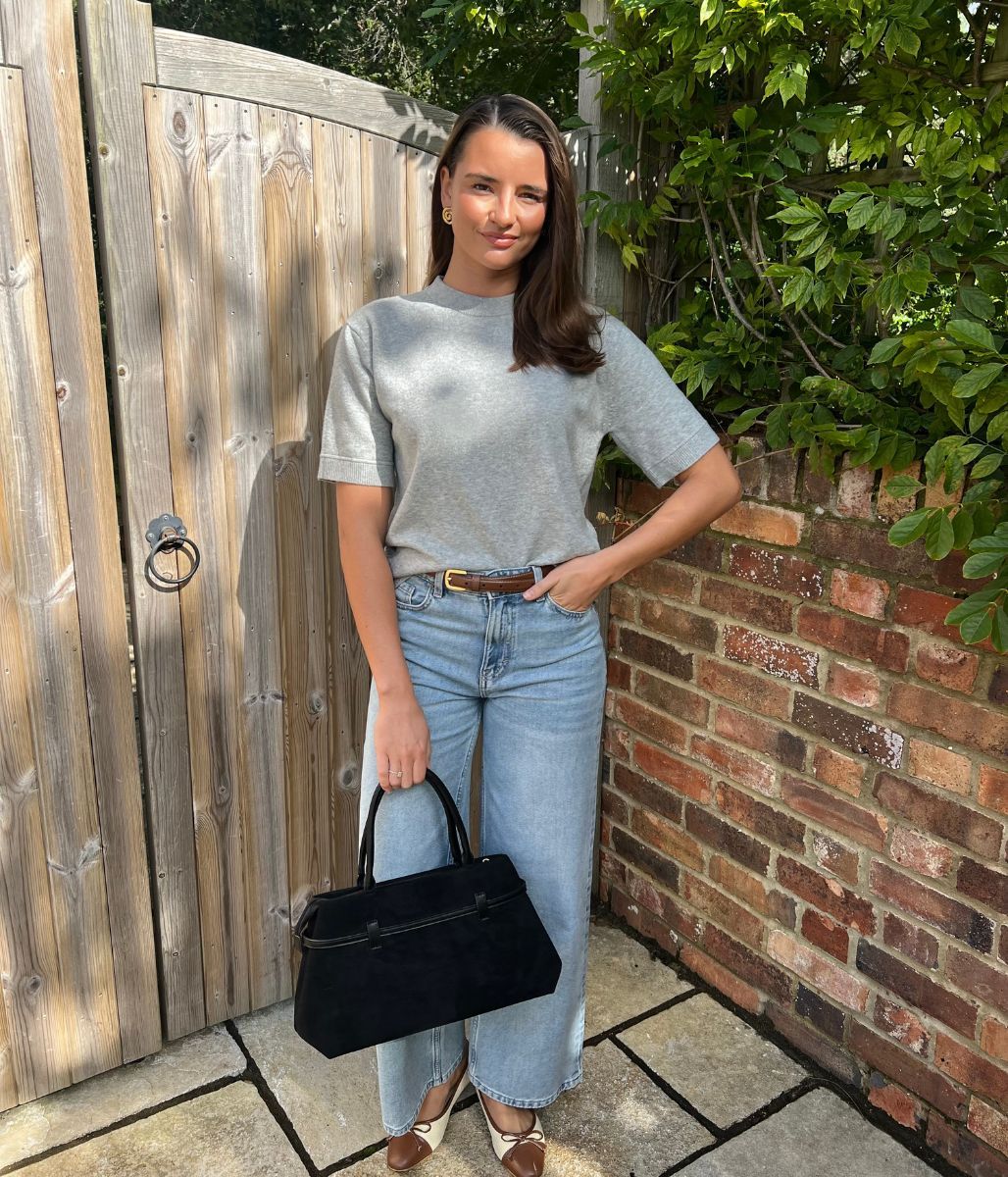 Grey Marl Air Yarn Short Sleeve Crew Neck Jumper - Image 5