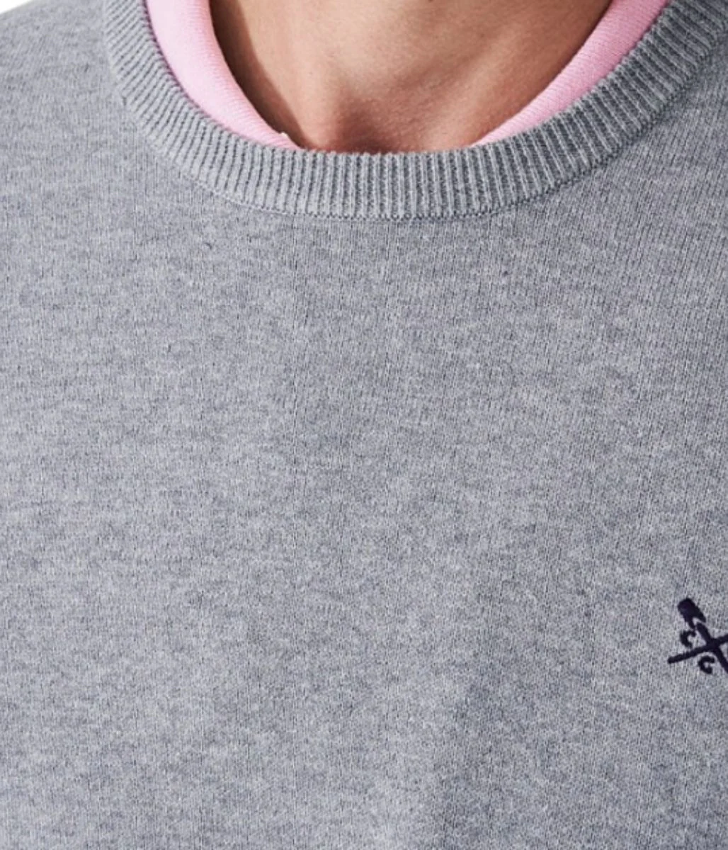 Grey Mens Cotton Crew Neck Logo Jumper - Image 2