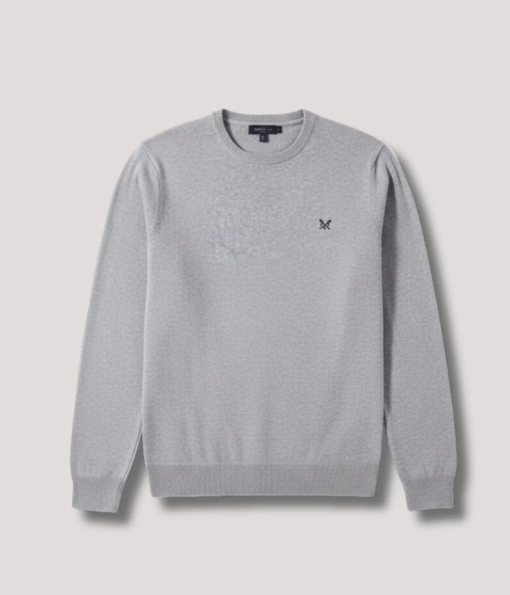 Grey Mens Cotton Crew Neck Logo Jumper - Image 3