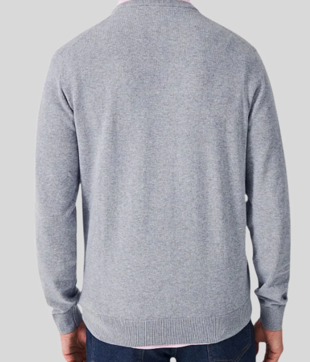 Grey Mens Cotton Crew Neck Logo Jumper - Image 4
