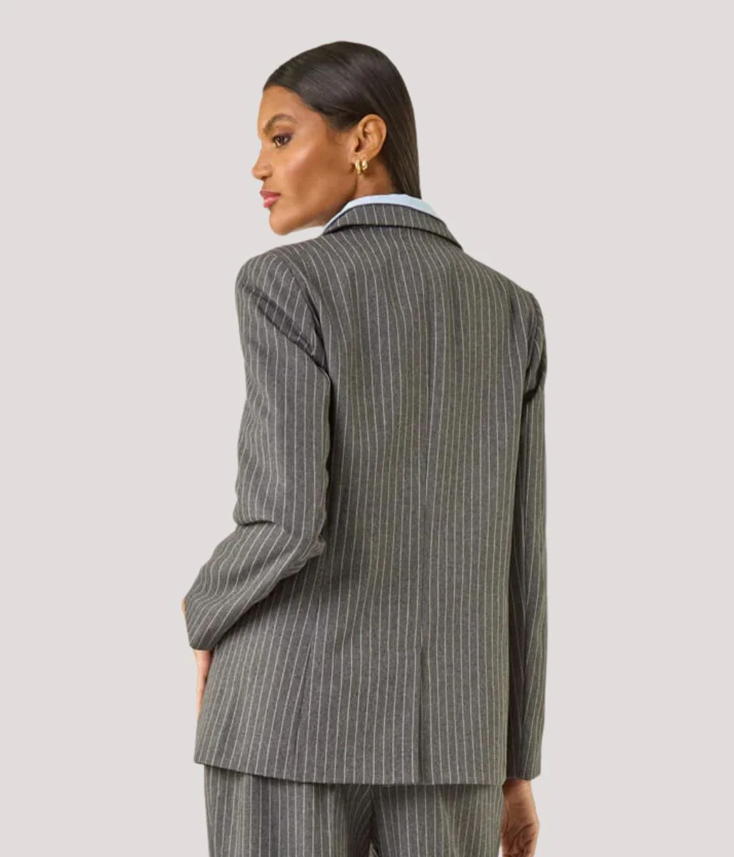 Grey Pinstripe Blazer - Image 11