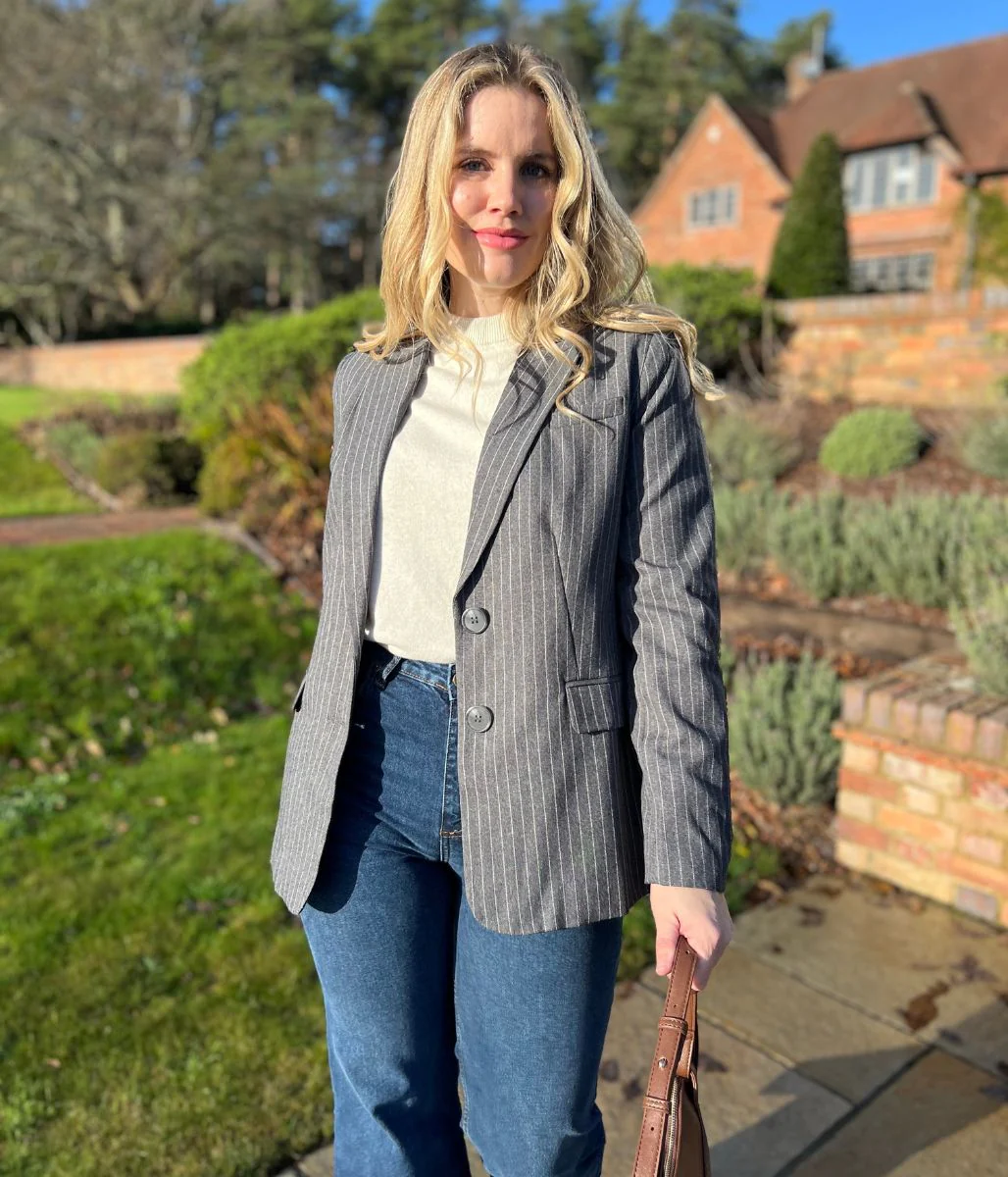 Grey Pinstripe Blazer - Image 4
