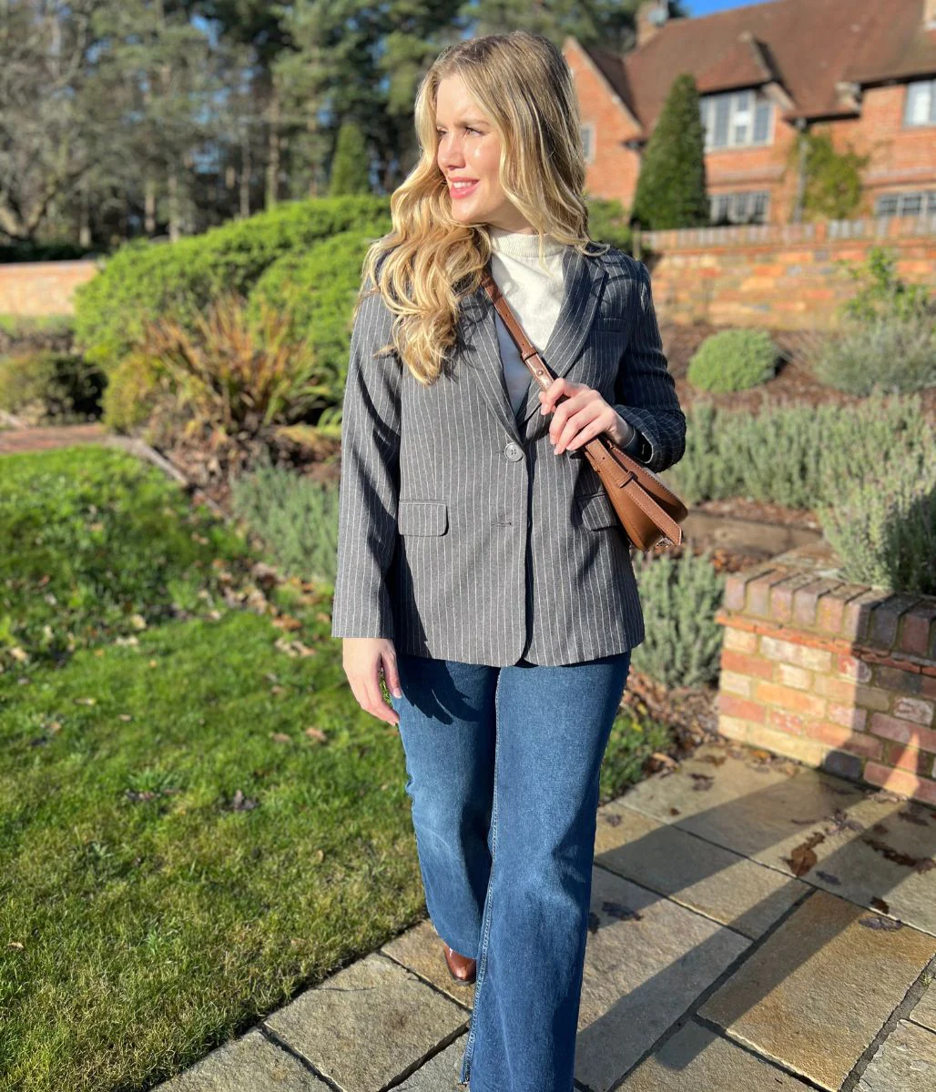 Grey Pinstripe Blazer - Image 7