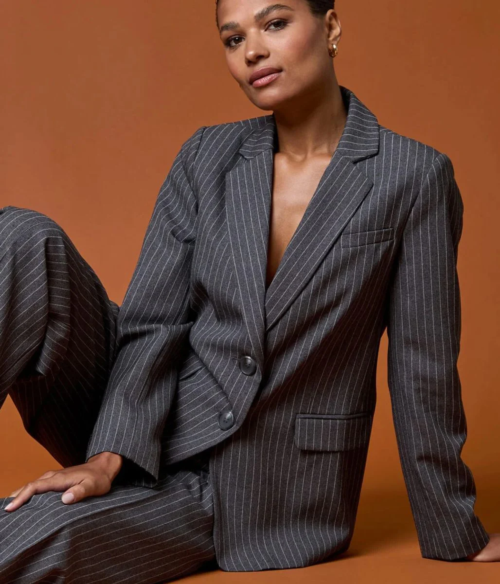 Grey Pinstripe Blazer - Image 8