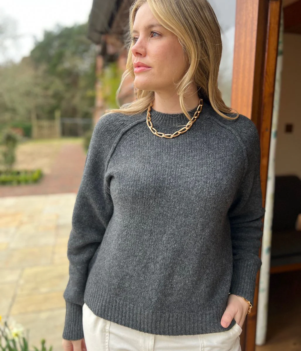 Grey Textured Wool Blend Jumper - Image 2