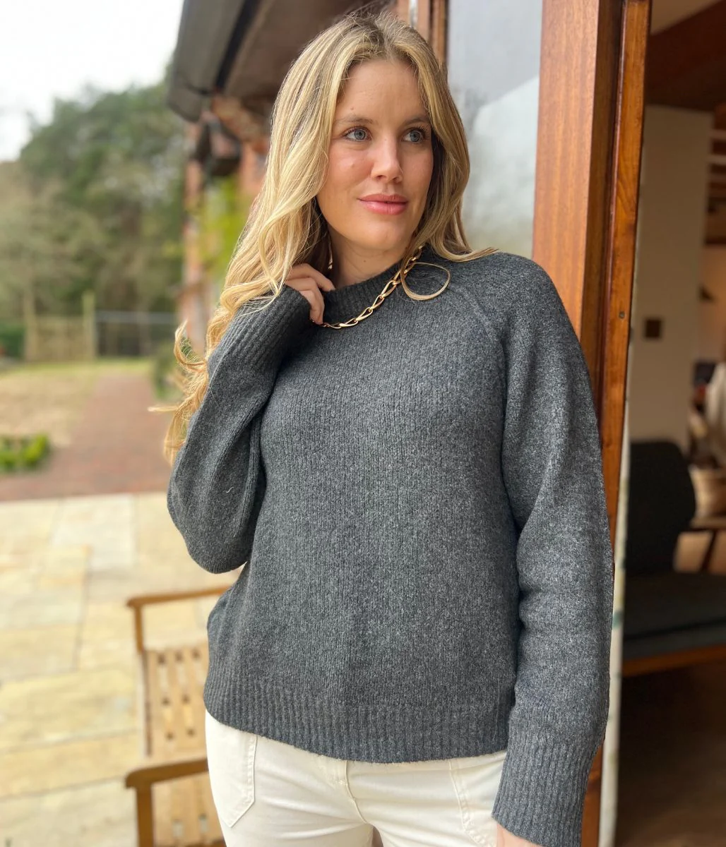 Grey Textured Wool Blend Jumper - Image 5