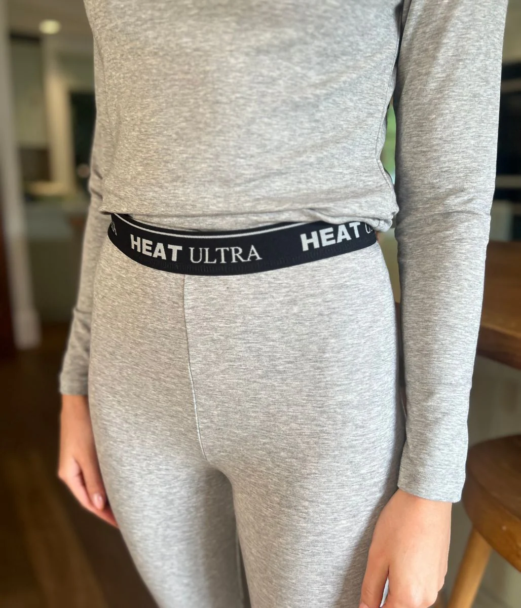Grey Thermal Long Sleeve Top & Leggings Set - Image 3