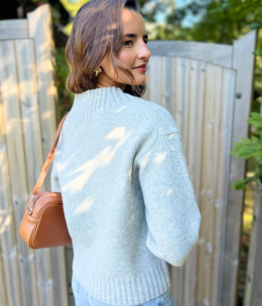 Grey V Neck Knitted Jumper - Image 3