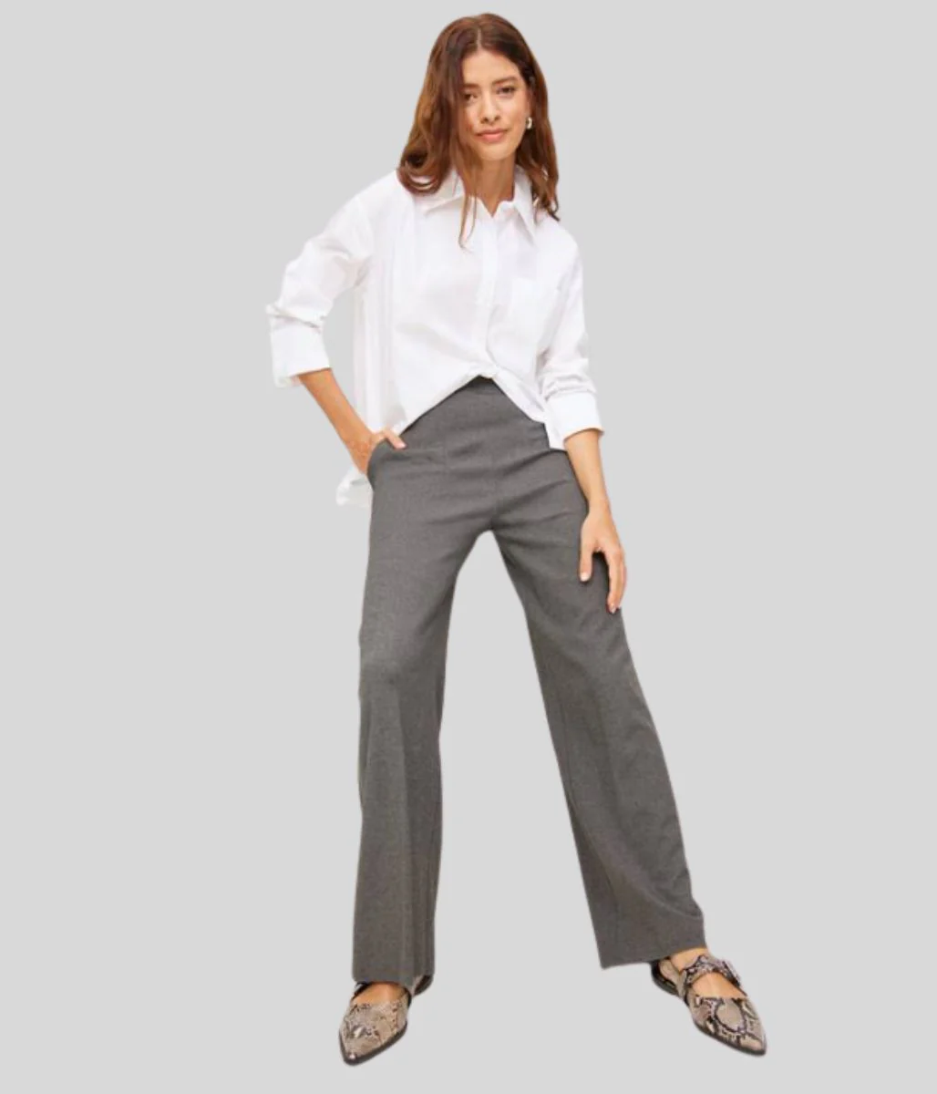 Grey Wide Leg Jersey Trousers - Image 9