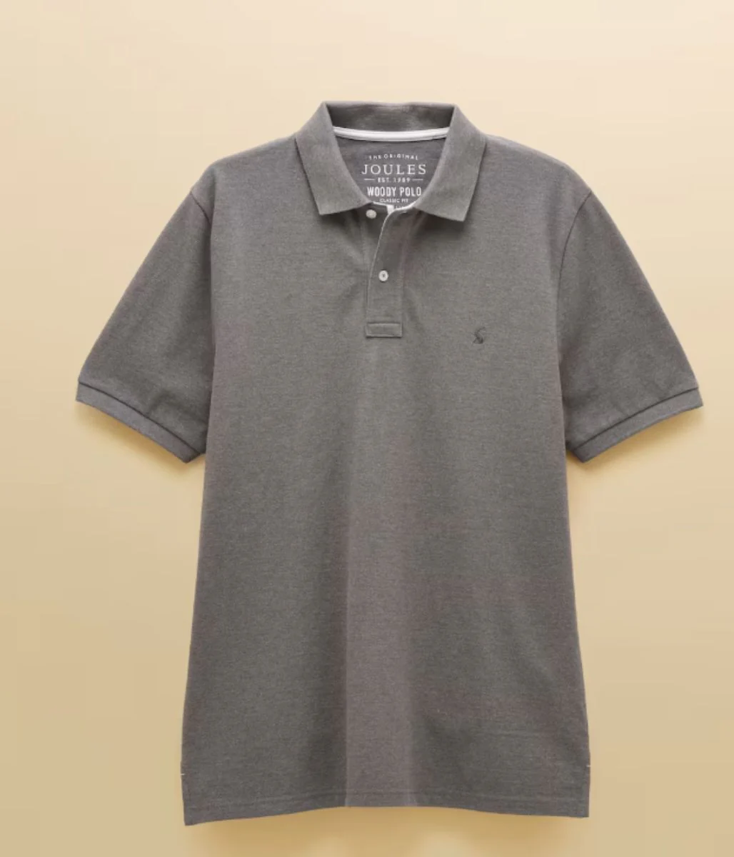 Grey Woody Pure Cotton Pique Polo Shirt - Image 3
