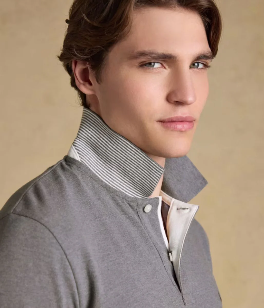 Grey Woody Pure Cotton Pique Polo Shirt - Image 6