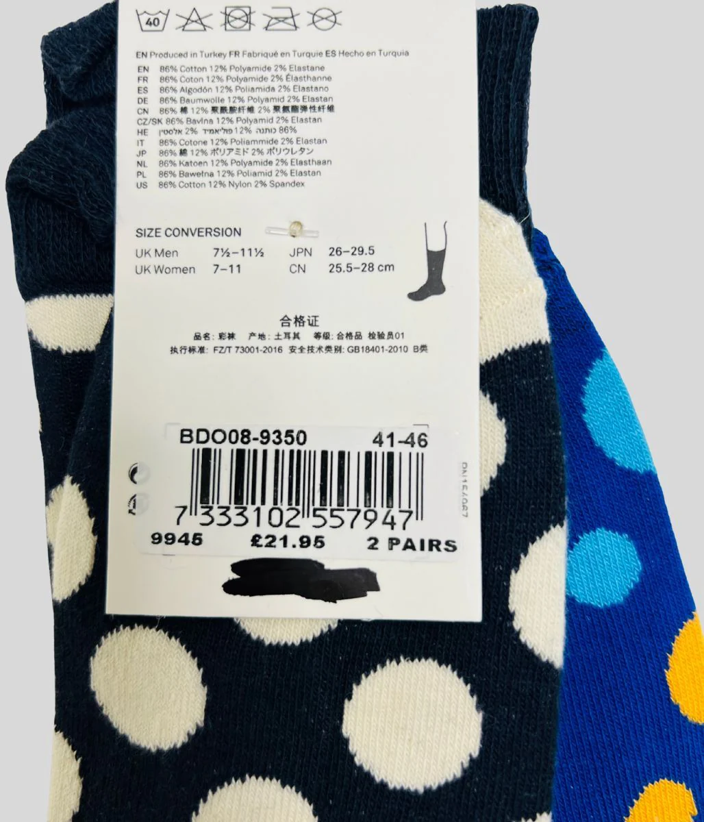 Happy Socks 2 Packs Blue & Navy Spots - Image 4