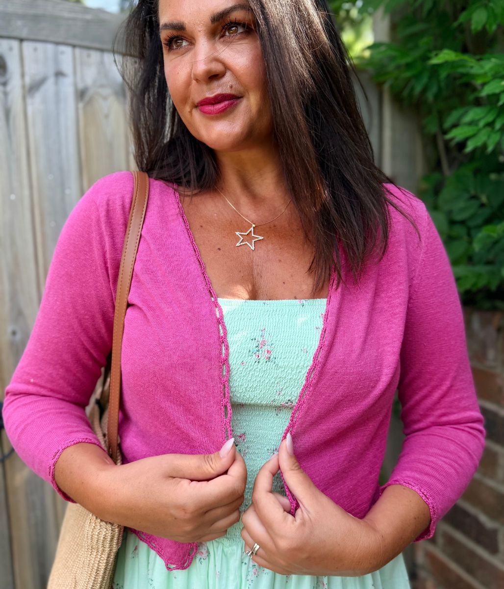 Hibiscus Linen Bolero Cardigan - Image 6