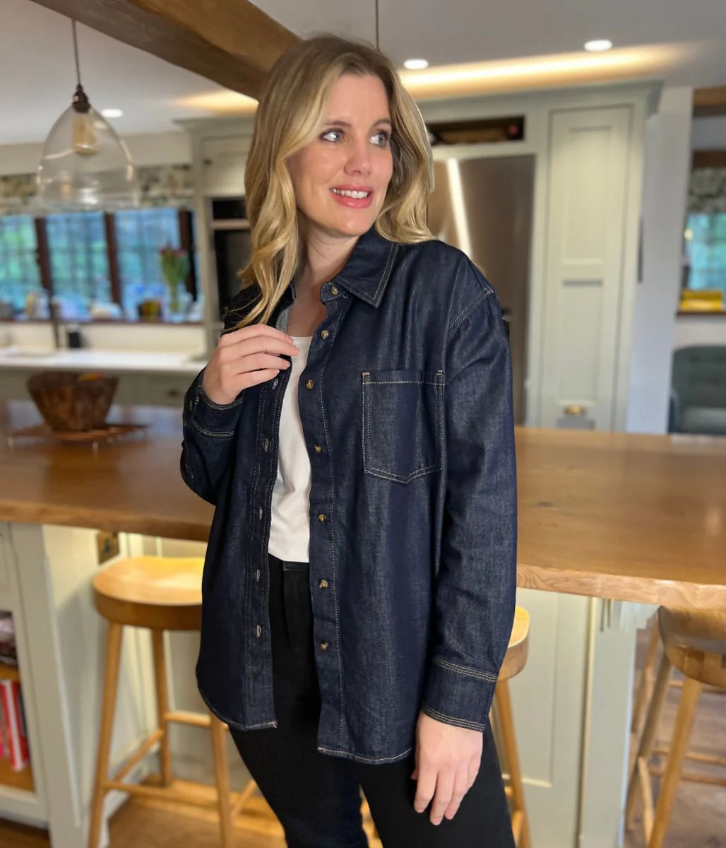 Indigo Blue Oversized Denim Shirt - Image 3