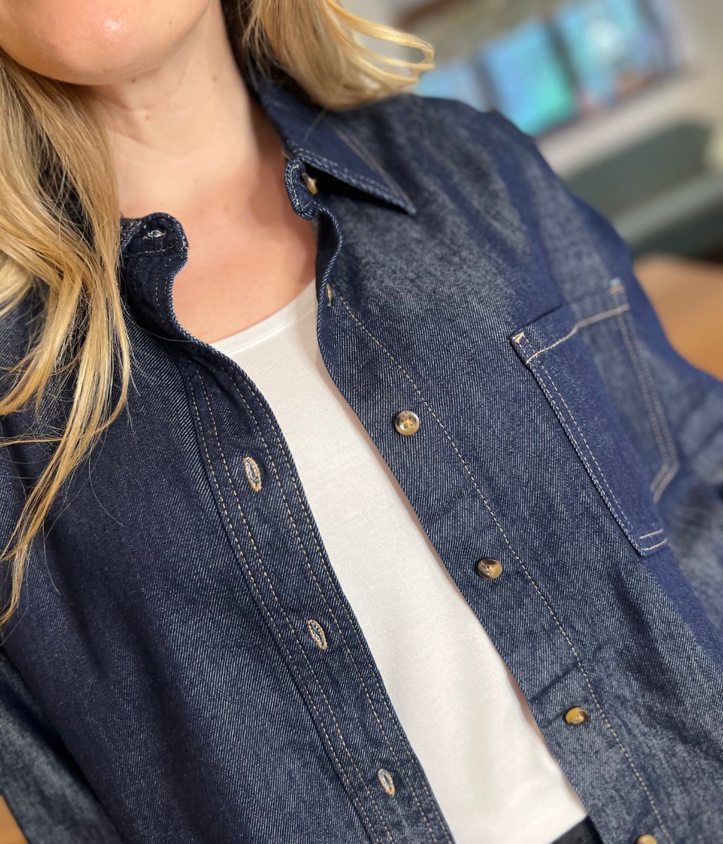 Indigo Blue Oversized Denim Shirt - Image 5