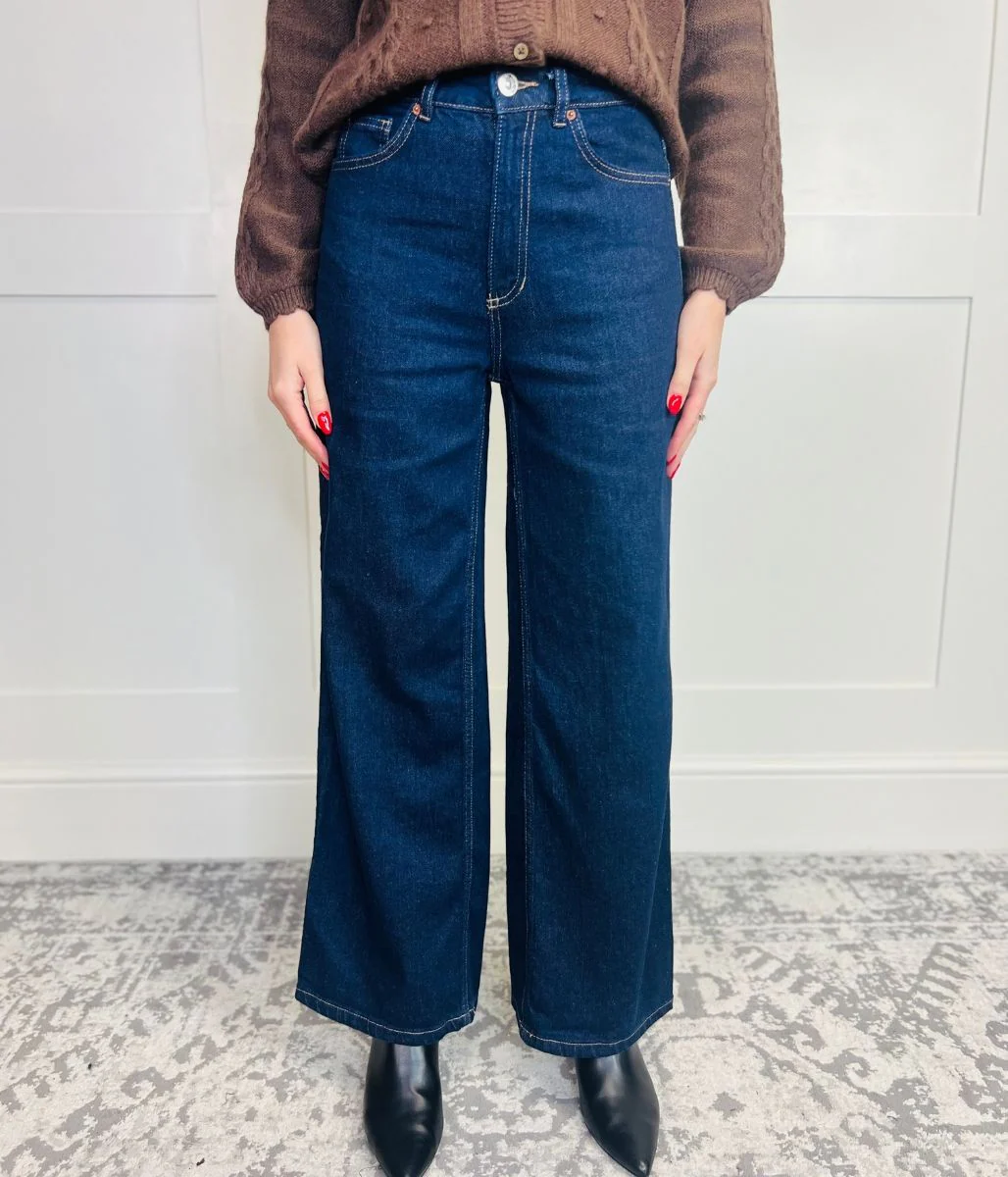 Indigo Denim Wide Leg Jeans - Image 11