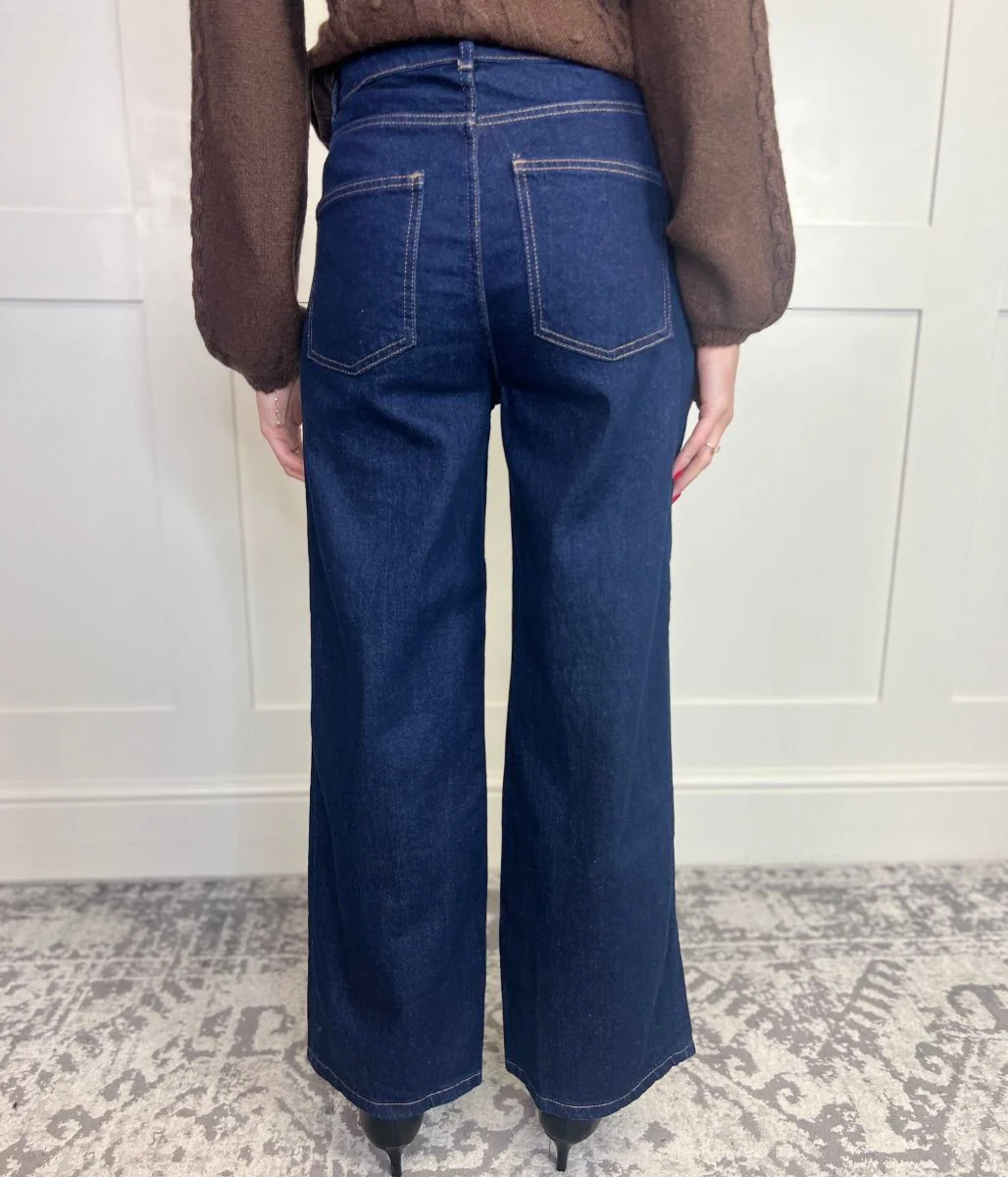 Indigo Denim Wide Leg Jeans - Image 12