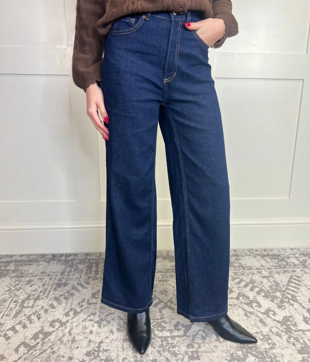 Indigo Denim Wide Leg Jeans - Image 13