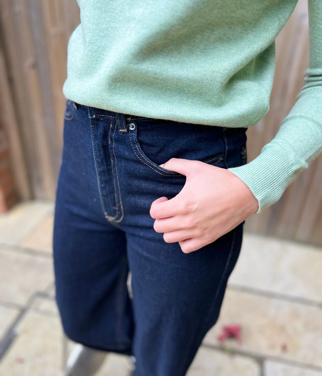 Indigo Denim Wide Leg Jeans - Image 5