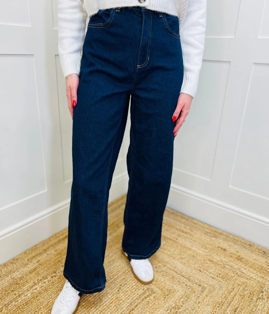 Indigo Denim Wide Leg Jeans - Image 7