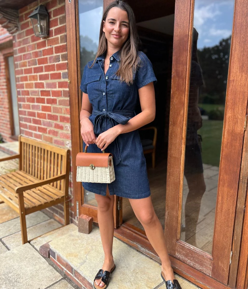 Indigo Short Sleeve Denim Shirt Dress - Image 7